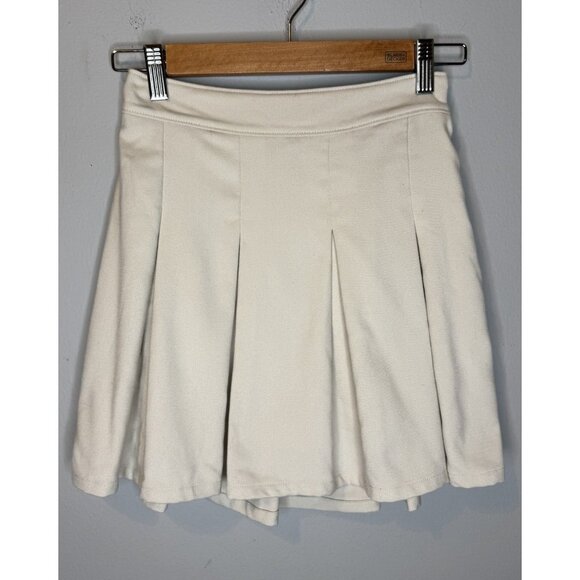 Hollister Mini Pleated Skirt XS Khaki Short Extra Small Light Academia - Picture 1 of 4